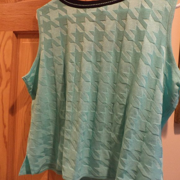 Ming Wang Tank Vest Top   ~ Sleeveless ~  Mint Green Jacquard Design   Size: XL - Picture 6 of 8